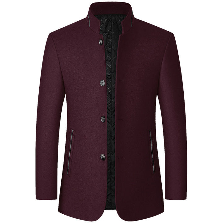 Standing Collar Middle-aged Men's Woolen Jacket Men's Zhongshan Suit