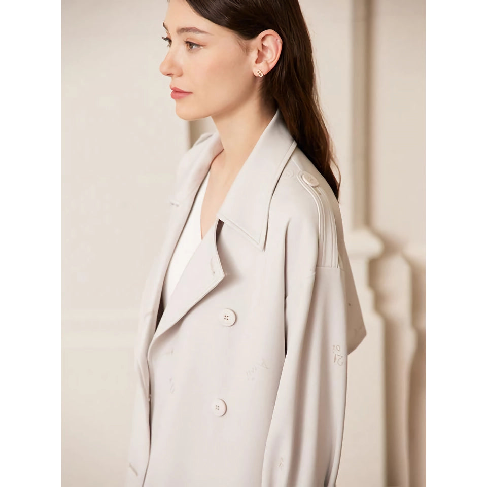 Elegant Double Breasted Minimalist Trench Coat with Belt