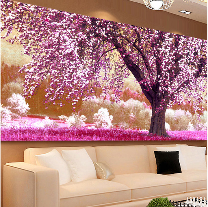 Cross Living Room Forest Landscape Painting Flowers Blooming Rich Trees Place Of First Love