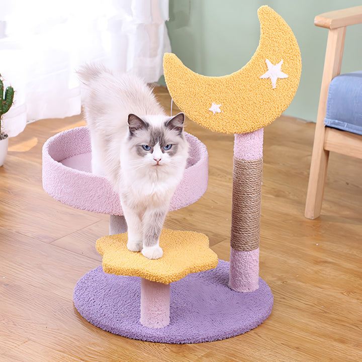 Three-Layer Cat Climbing Tower with Scratching Post & Jumping Platform