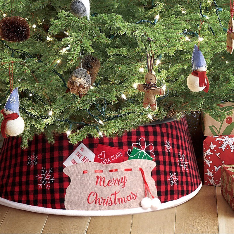 48-inch Black And Red Grid Cloth Bag Tree Skirt