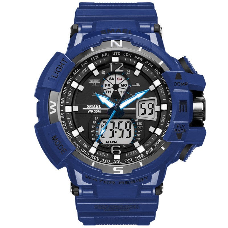 Dual display waterproof multi-function watch