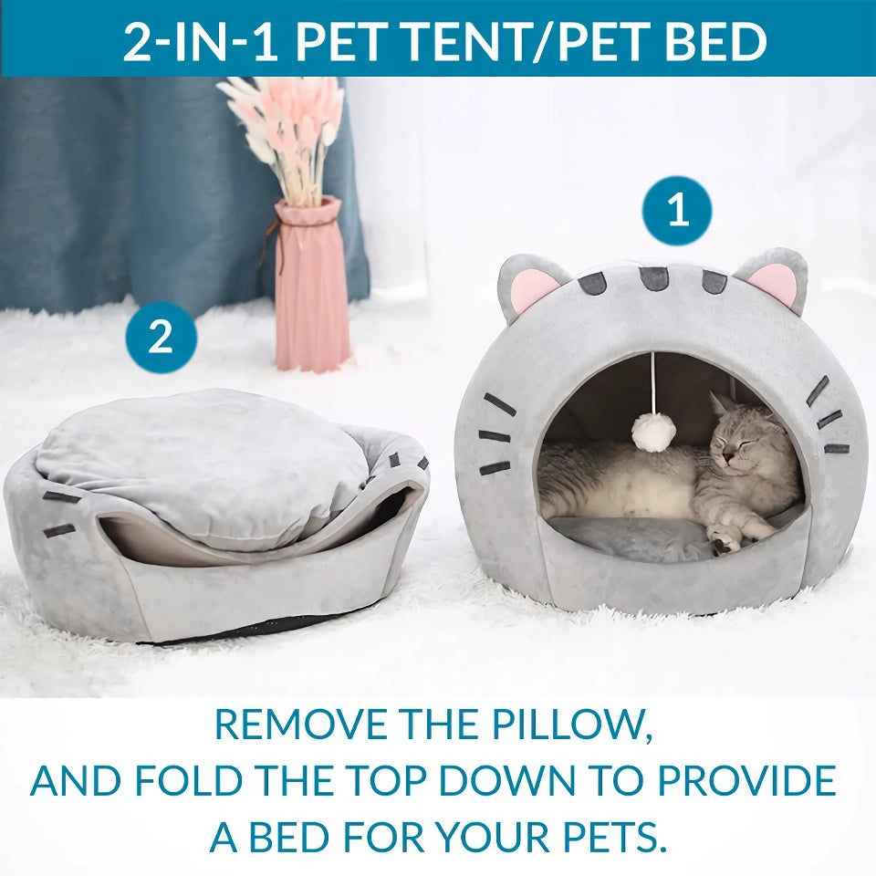 Cozy Cat Bed Cave – Soft and Warm Pet House for Cats and Small Dogs