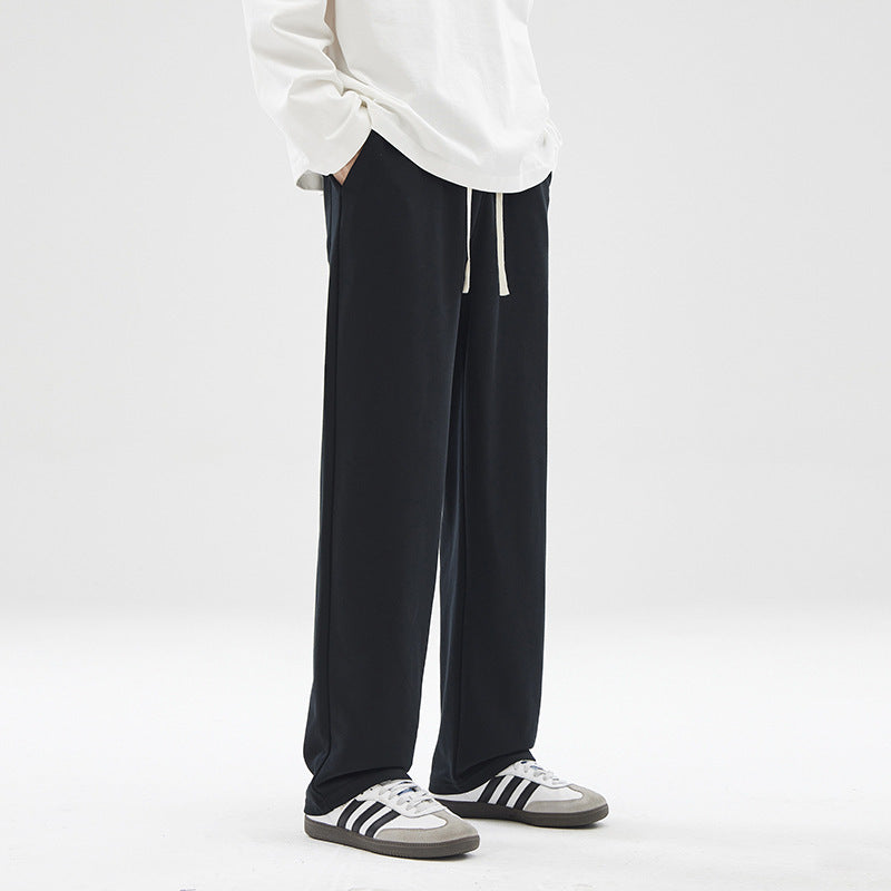 Fashion Brand Draping Effect Straight Gray Sweatpants Men