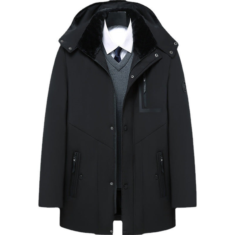 Men's Coat Winter Thick Cotton Clothing Removable Hat