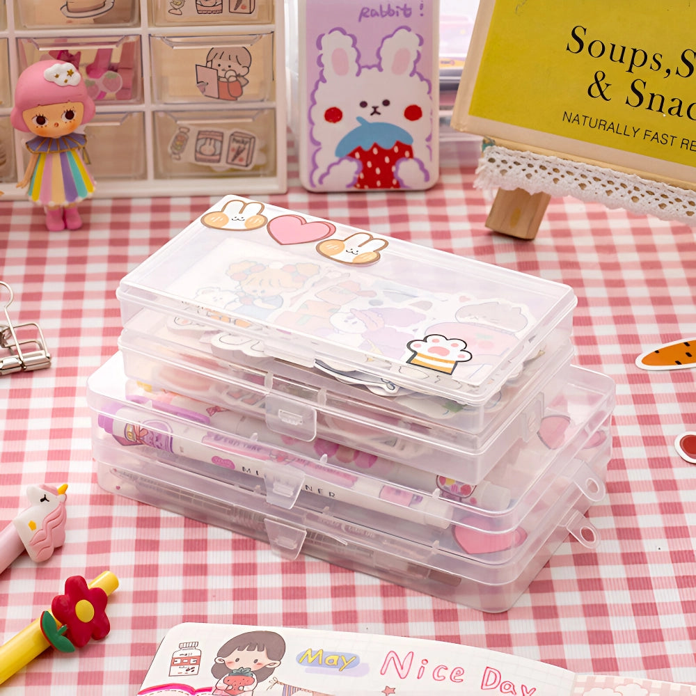 Transparent Kawaii Stationery Storage Box