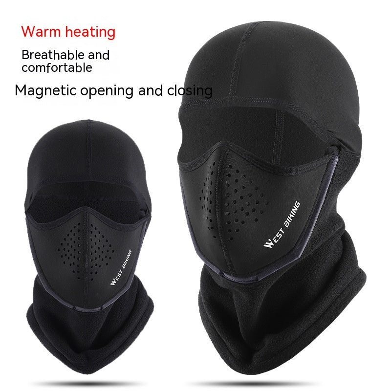 Winter Magnetic Cycling Mask Men's Ski Face Care Cold-proof Headgear Motorcycle Windproof Fleece Warm Helmet