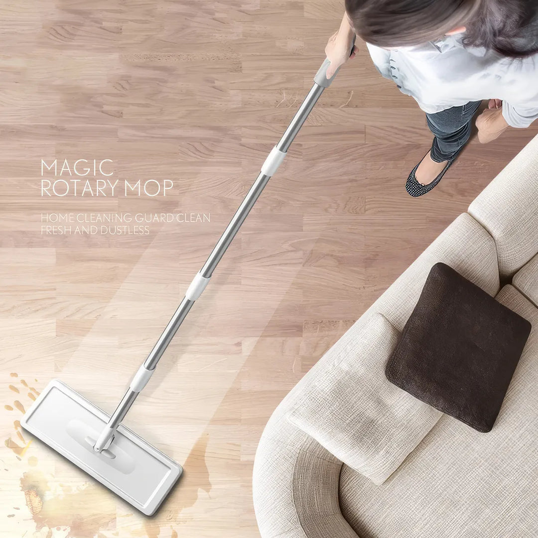 Hands-Free Flat Mop with Rotating Bucket - Effortless Cleaning Solution