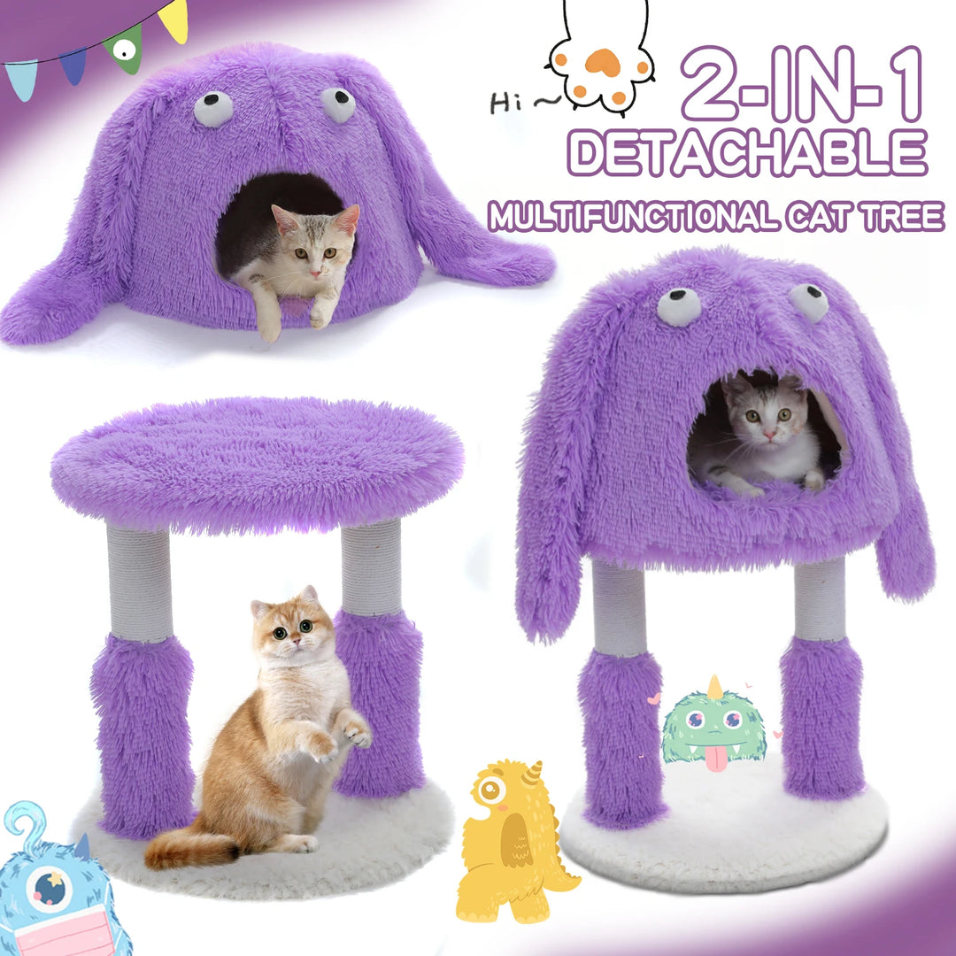 Purple Monster Cat Tree Tower with Big Condo & Sisal-Wrapped Legs