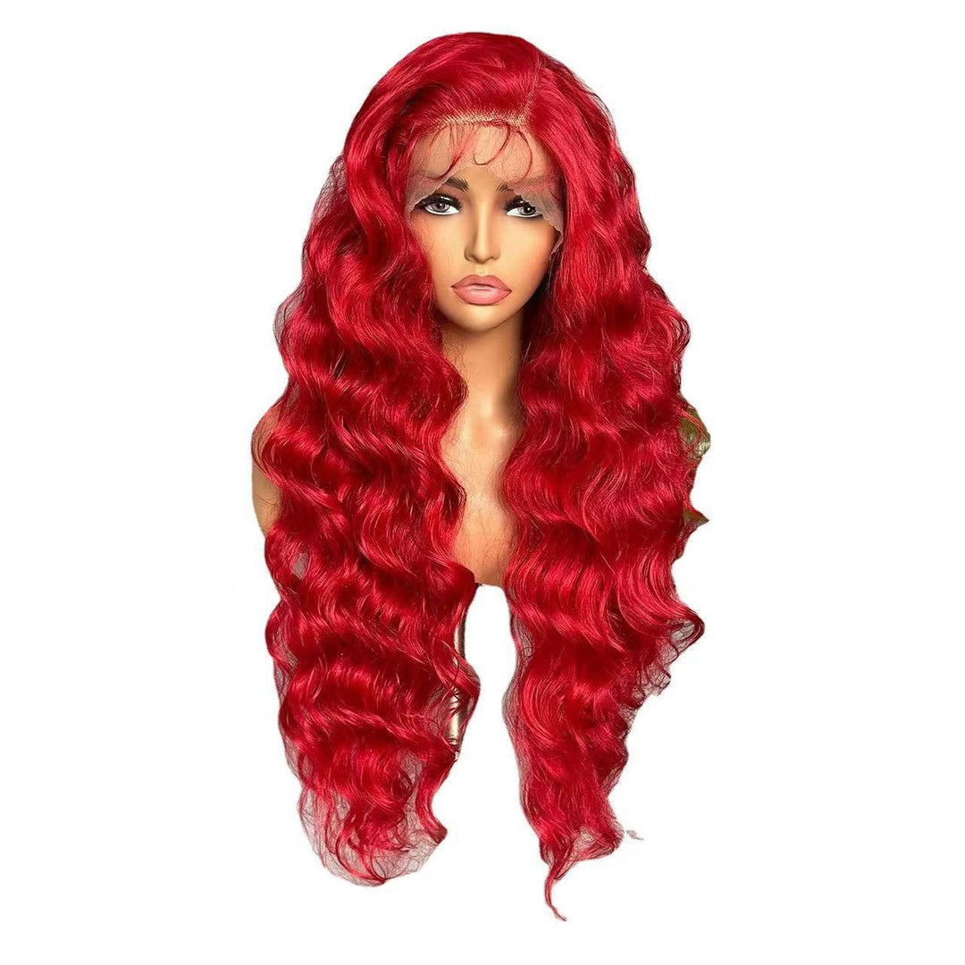 Red Long Curly Hair Big Wave Fluffy Lace Hair Cover