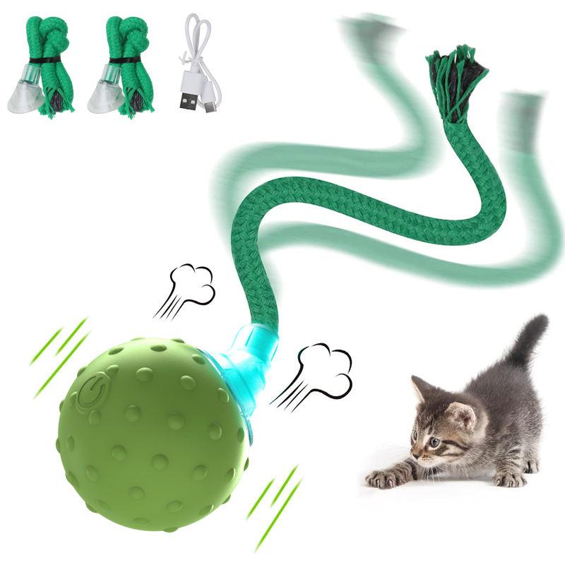 Interactive Motion-Activated Cat Toy with Rolling Ball, Teaser Tail, and Bird Sounds