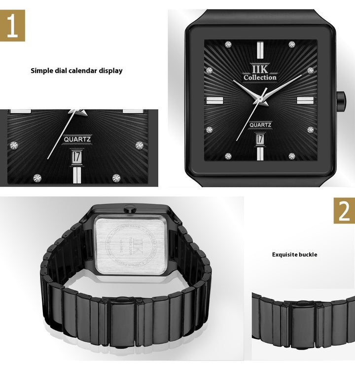 Square Waterproof Couple Watch Calendar