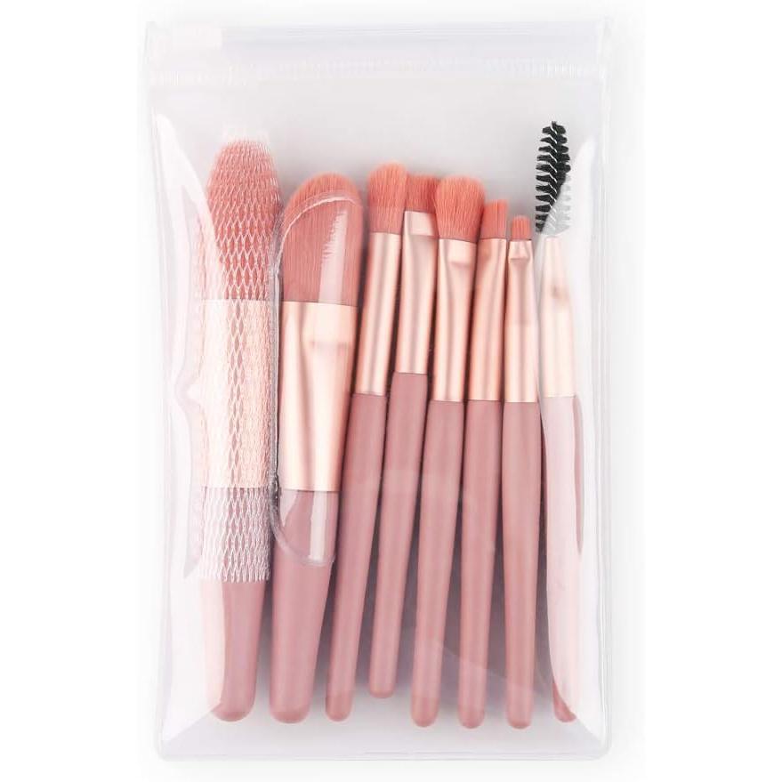 8-Piece Mini Travel Makeup Brush Set - Soft, Portable, Essential