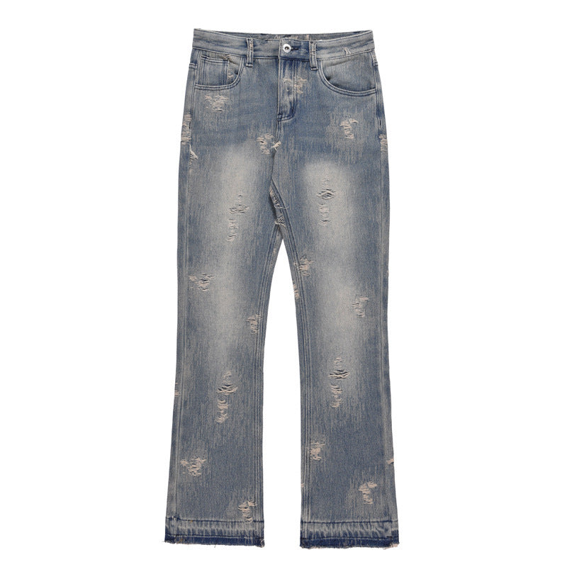 American Retro Washed Make Old Ripped Jeans