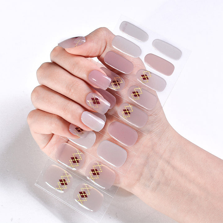 Internet Celebrity Semi-baked Gel Nail Sticker Waterproof And Durable 3d Paper Patch