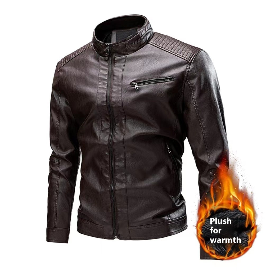 Spring And Autumn Cross-border Casual Men's Leather Clothing Stitching Motorcycle Retro Fashion Leather Jacket Coat