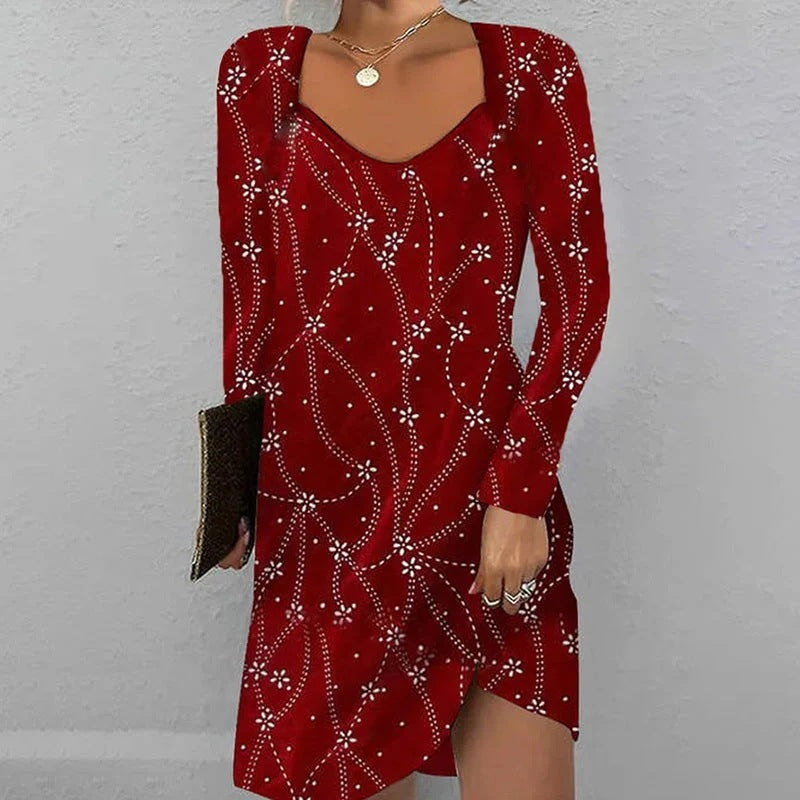 Women's Clothing Chanel Style Long Sleeve Printed Slim Temperament Dress