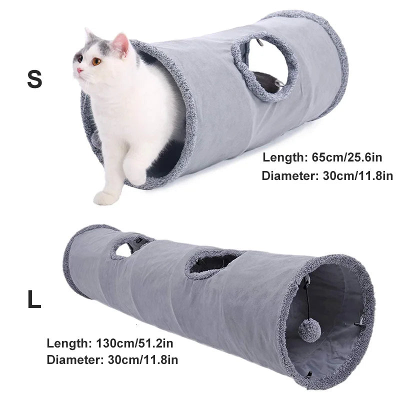 Collapsible Cat Tunnel with Crinkle Suede and Peek Hole – Portable Kitten Play Hideaway