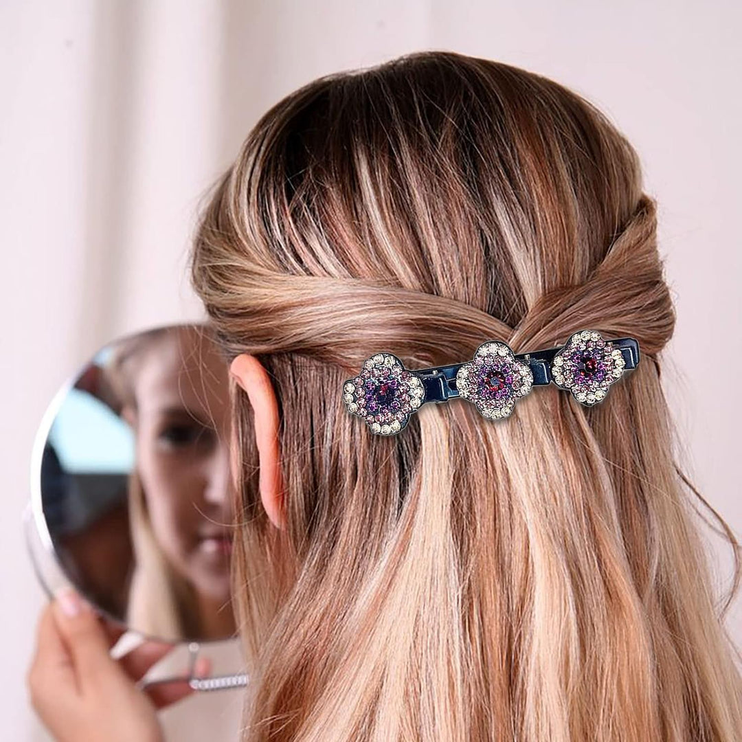 Trendy Floral Crystal Braided Hair Clips