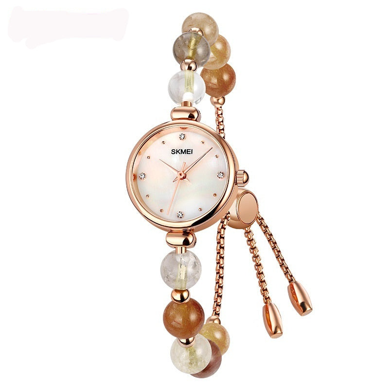 Fashionable All-match Elegant Women's Quartz Watch Pearl Natural Stone Strap Bracelet Watch