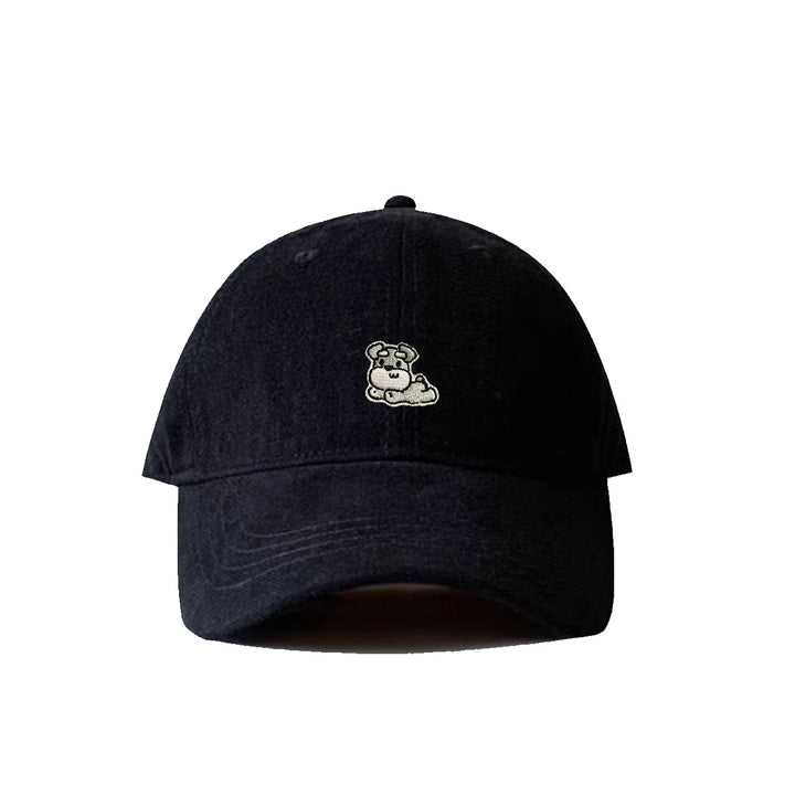 Brushed Pure Cotton Embroidery Schnauzer Puppy Baseball Cap