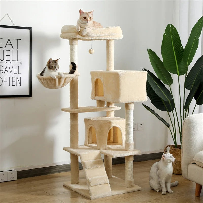 Cat Tree for Large Cats with Spacious Perch & Hammock