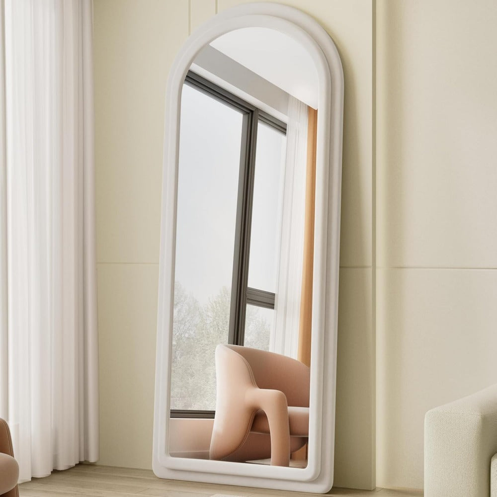 Arched Full-Length Mirror with Flannel Frame