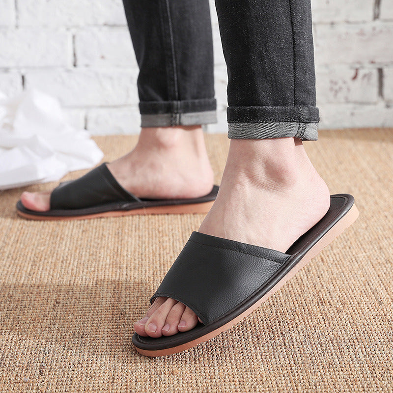 Home Leather Slippers Indoor For Men And Women