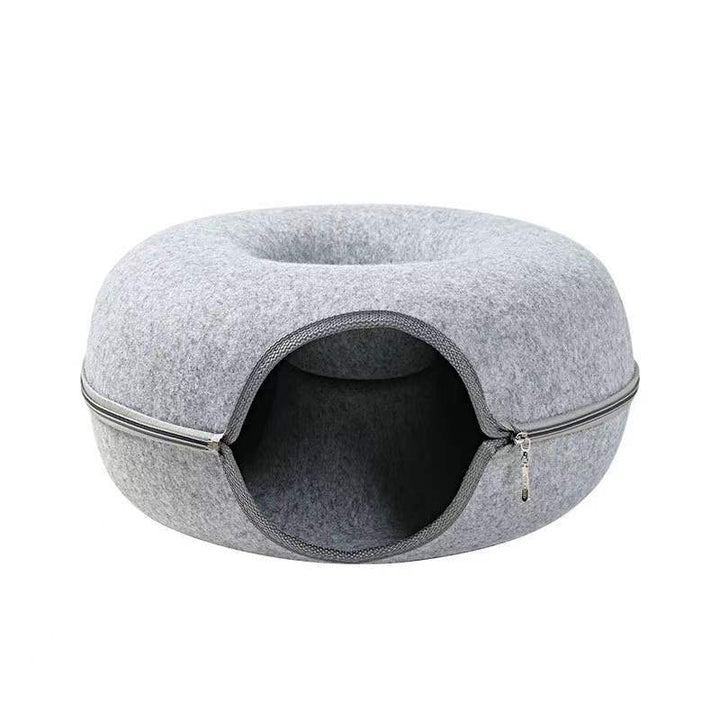 Dual-Use Donut Cat Bed & Tunnel