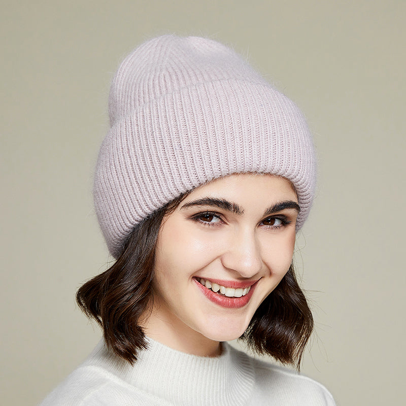 9 Colors Unisex Real Rabbit Fur Beanie Knit Hat – Warm and Stylish for Men and Women