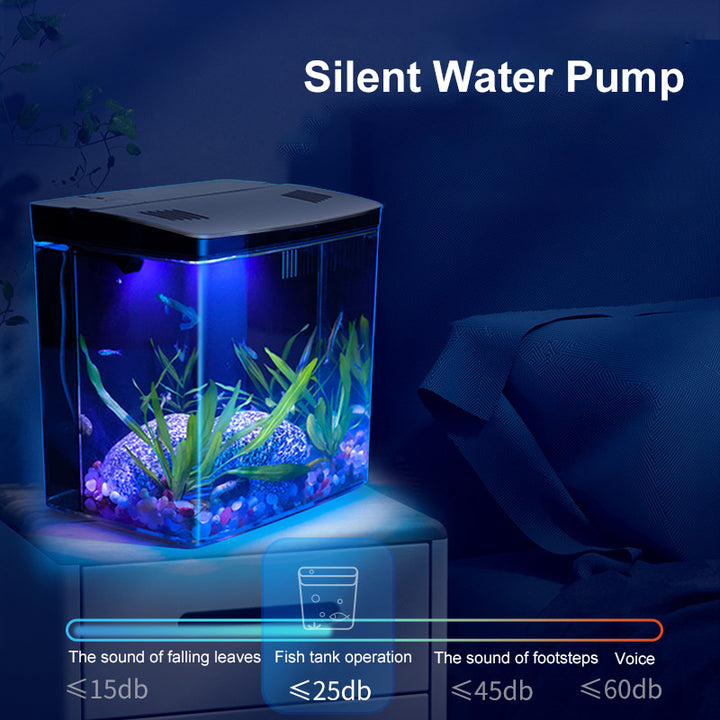 Compact LED Fish Tank with Self-Circulating Back Filter