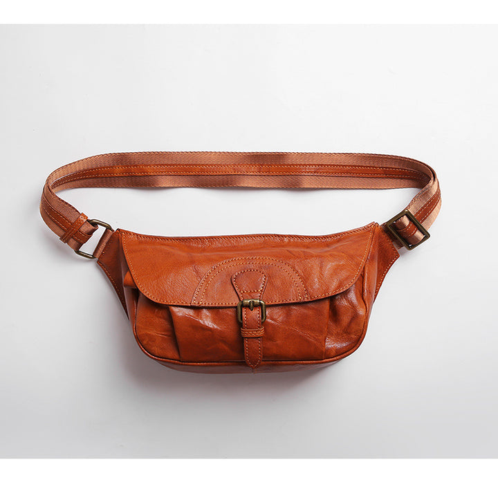 Genuine Leather Men's Chest Bag Single-shoulder Cross-body Waist Bag