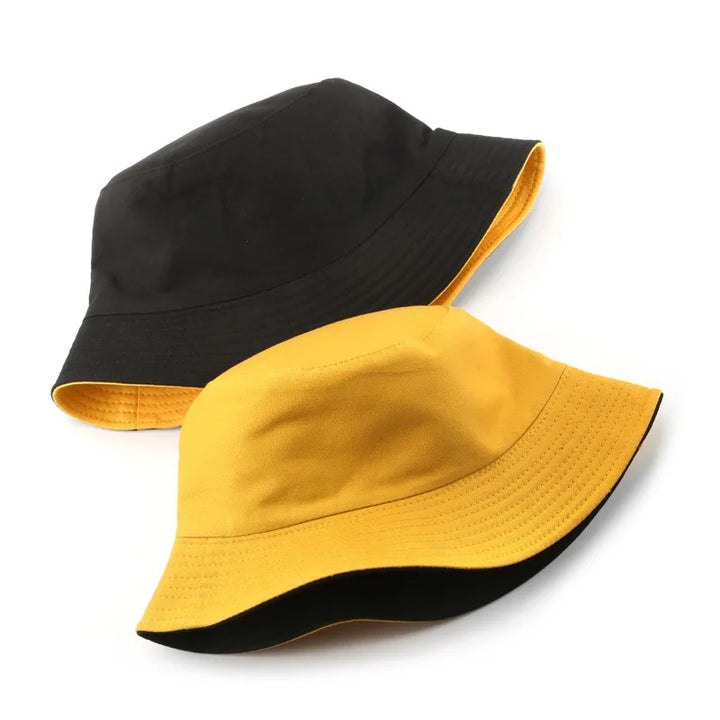 Classic Cotton Black Reversible Bucket Hat – Casual Sun Cap for Outdoor Adventures