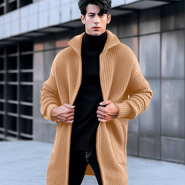 Men's Solid Color Mid-length Sweater Coat Men's Clothing