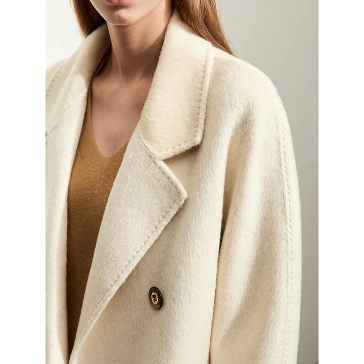 Elegant Long Woolen Coat for Women - Classic Double-Breasted Design