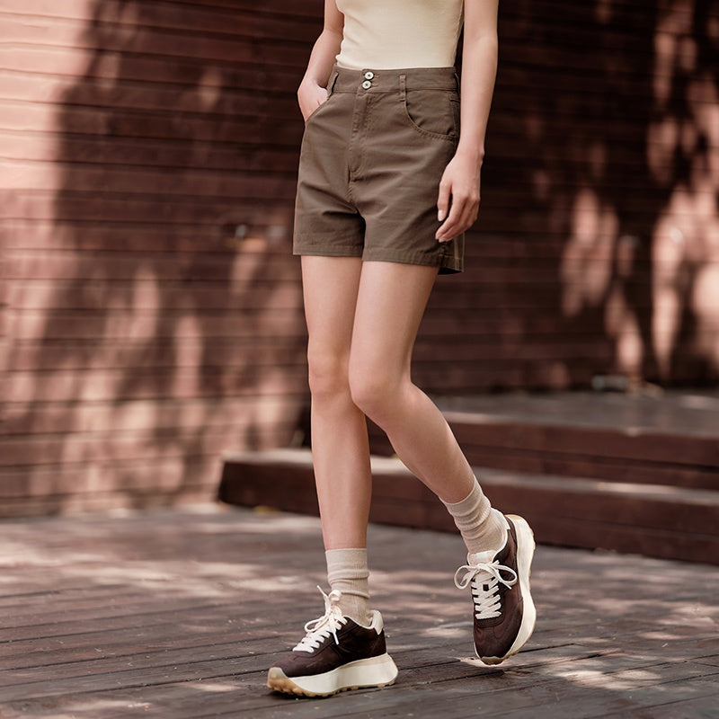High-Waisted Casual Cotton Shorts
