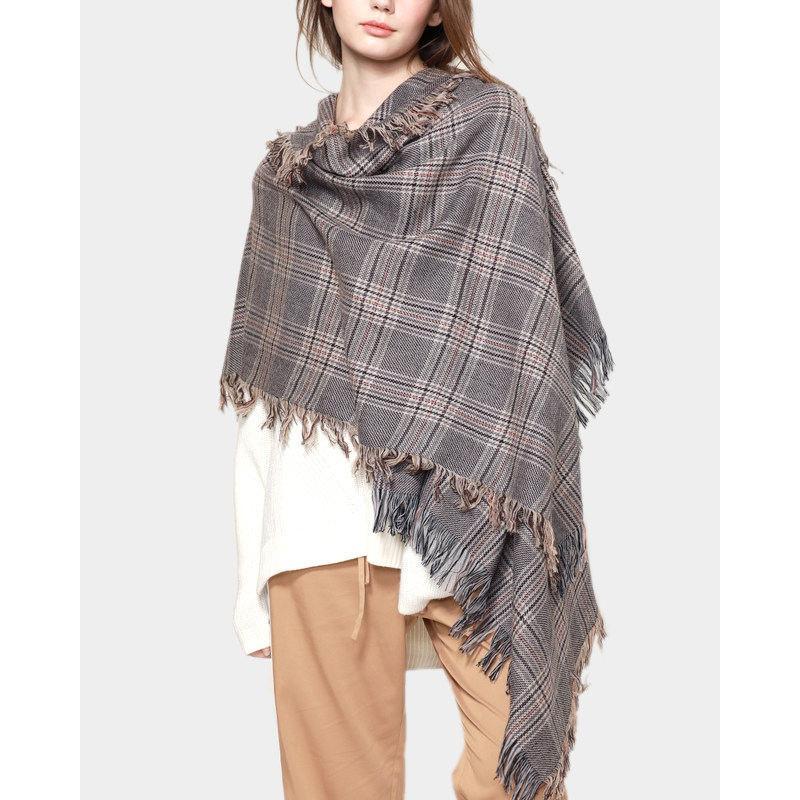 Luxury Wool Plaid Scarf for Women