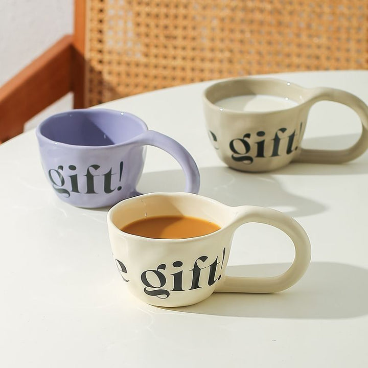 Handmade Creative Alphabet Ceramic Mug for Coffee and Tea