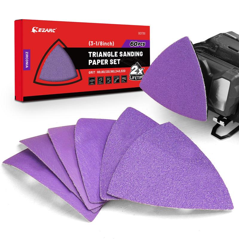 60PCS Zirconia Triangle Sanding Paper