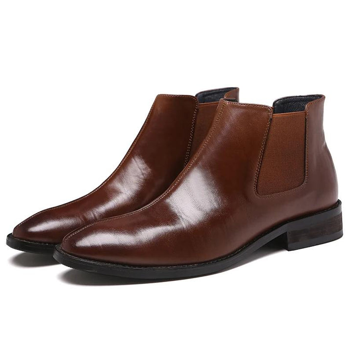 Spring Pointed Toe British Style Men's Leather Chelsea Boots