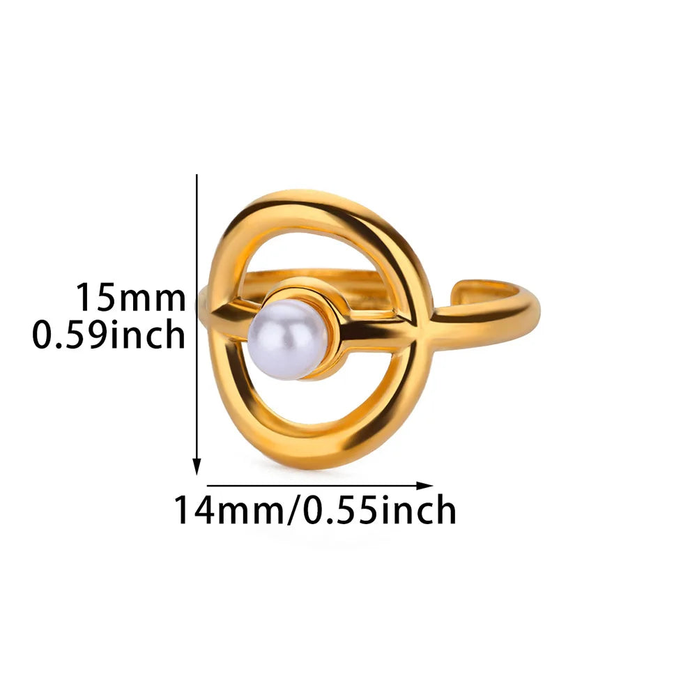 Elegant Gold-Tone Imitation Pearl Rings – Trendy Round Engagement & Statement Jewelry