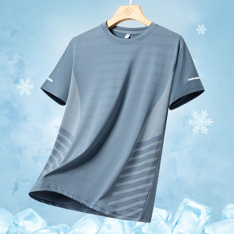 Summer Ice Silk Quick-Dry Running T-Shirt with Reflective Print