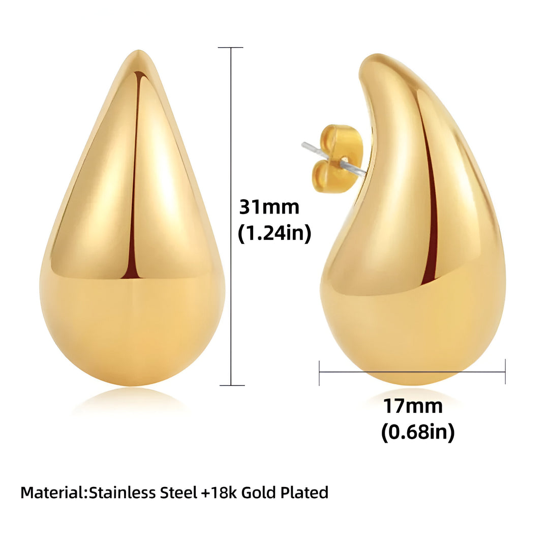 Chunky Gold-Plated Waterdrop Teardrop Earrings