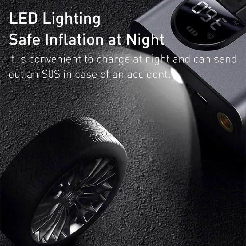 Wireless Car Tire Inflator Pump with LED Lamp