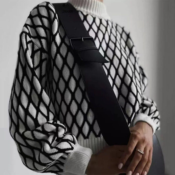 Trendy Striped Turtleneck Knit Sweater