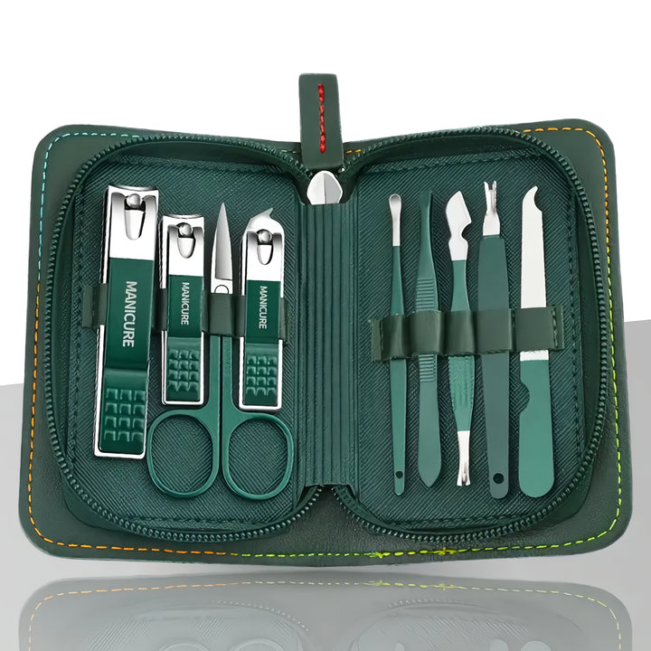 Portable 9-Piece Stainless Steel Manicure Set