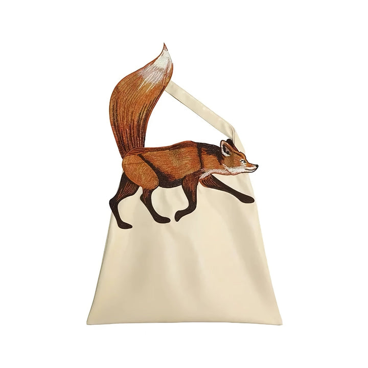 Chic Embroidered Fox PU Leather Bag for Women