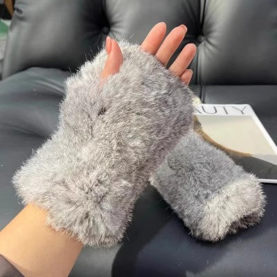 Sweet Warm And Thickened Rex Rabbit Fur Gloves