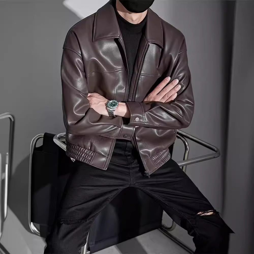 Men's Spring And Autumn New Motorcycle Clothing Leather Coat