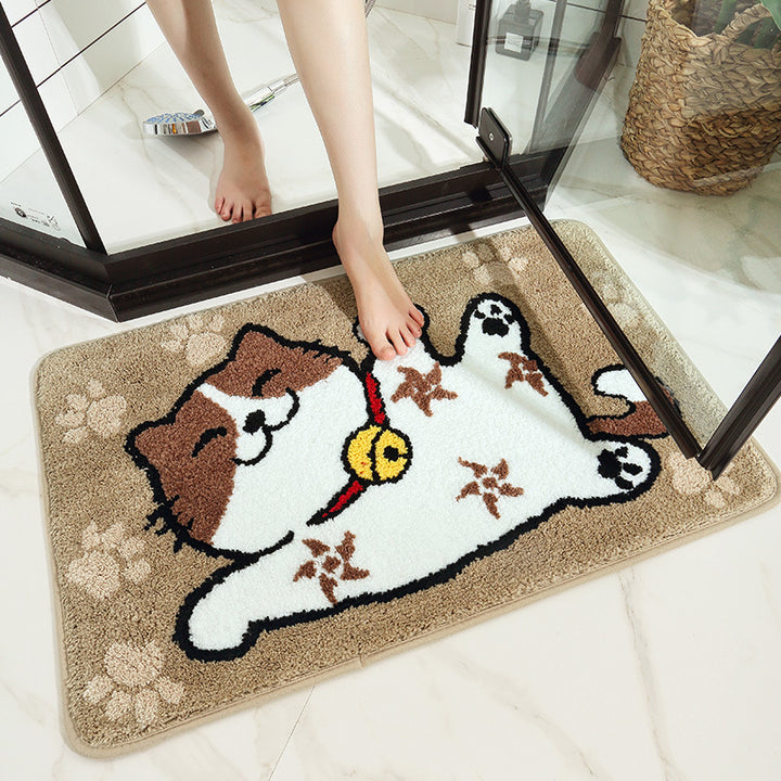 Charming Cartoon Flocking Non-Slip Bathroom Mat